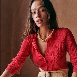 Sezane Red Cardigan